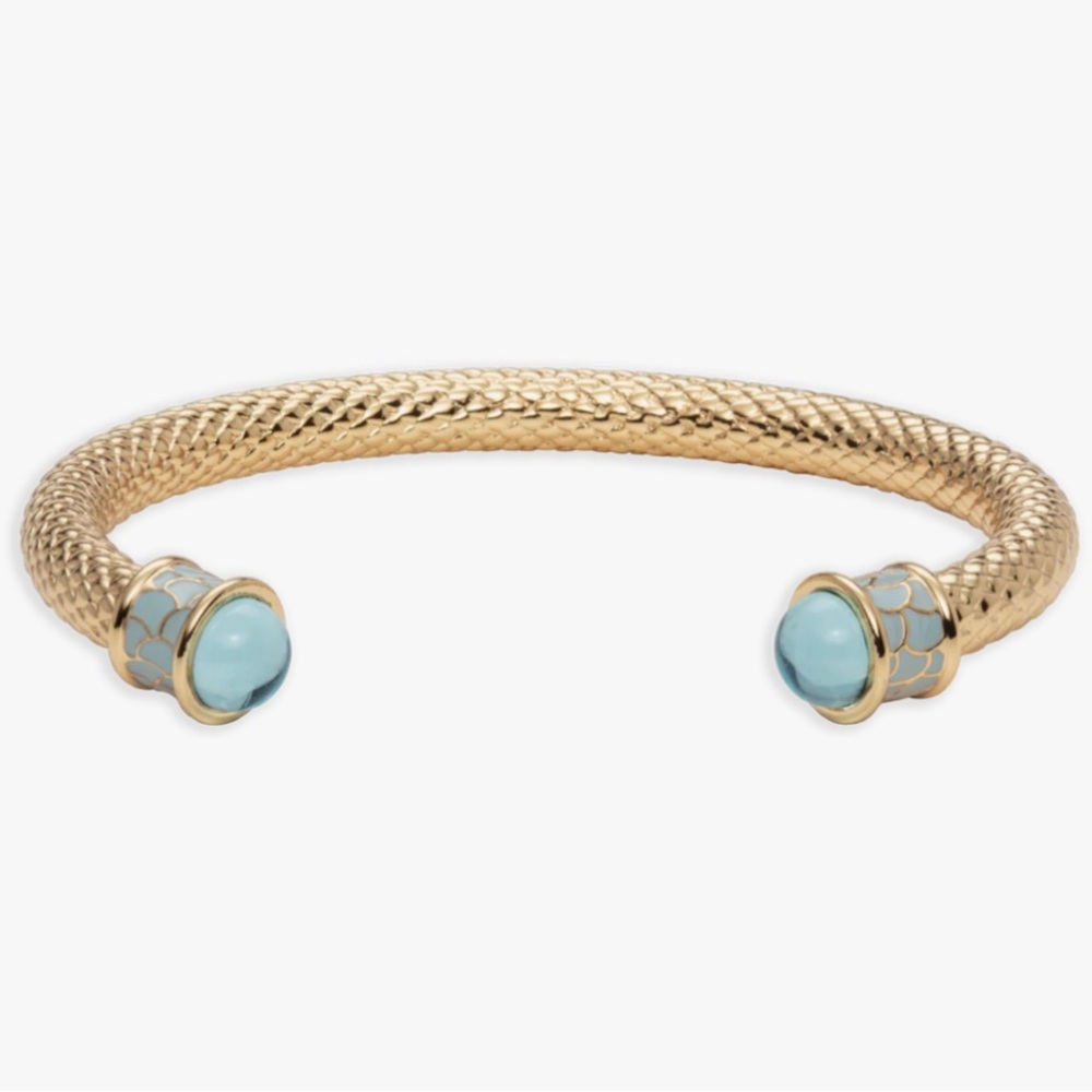 (ONE) Halcyon Days Gold-Tone Twisted Cuff Bracelet with Orange Accent ONE ONLY